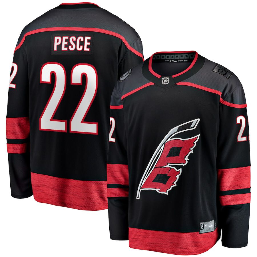 Men Carolina Hurricanes #22 Brett Pesce Fanatics Branded Black Home Breakaway NHL Jersey